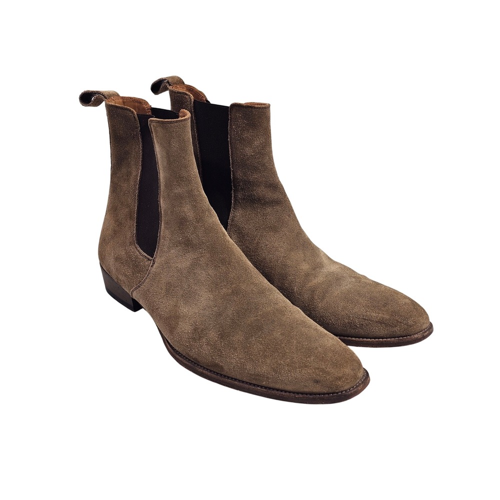 Oro Chelsea Boots Men 13 Brown Suede Leather Lined Pull On Almond Toe Ankle Boot